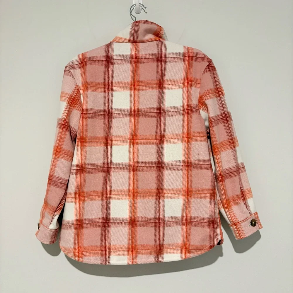 Old Navy‎ Oversized Tunic Shacket Plaid pink orange Girls Size XL